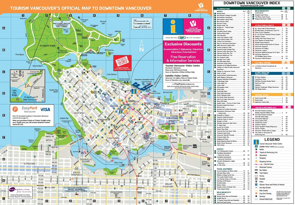 Mappa del centro di Vancouver